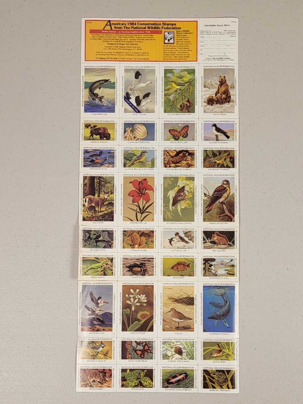 Vtg Stamps 36p America 1984 Wildlife by R Peterson Collector Album Philately USA